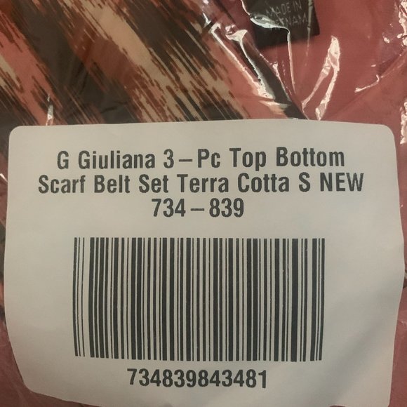 NWT G BY GIULIANA 3-PIECE TOP, BOTTOM & SCARF BELT SET TERRA COTTA SMALL - Picture 11 of 12